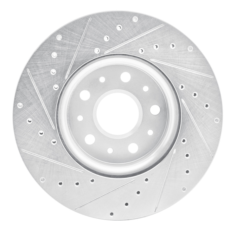 Cadillac CT5 Brake Rotor (1) - Front Right - R1 Concepts - Drilled & Slotted - Silver - `16-`25